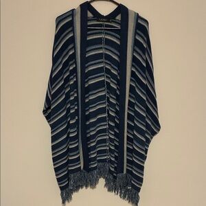 Ralph Lauren Navy and Light Blue Knit Poncho